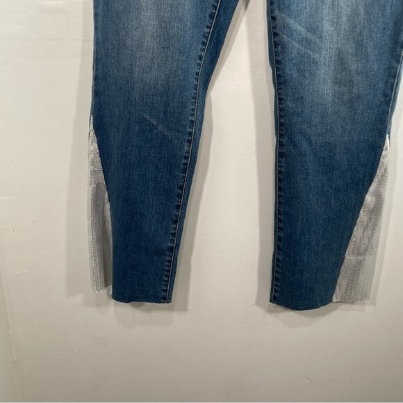 NWT Rachel Roy Silver Sequin Embellished Straight Leg Ankle Denim Jeans 29 - Picture 3 of 14